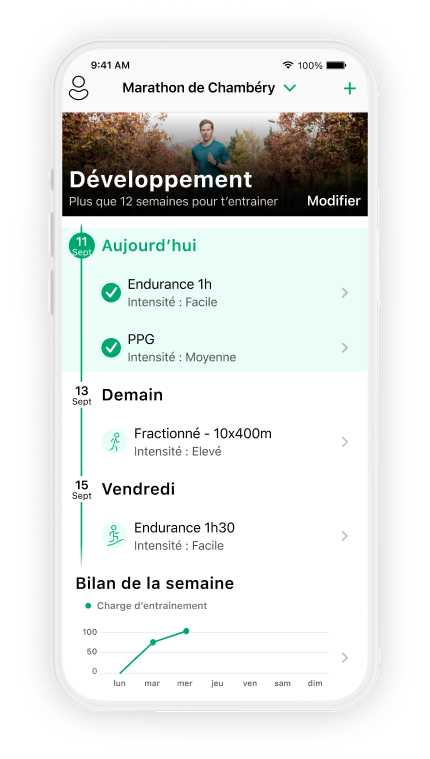 écran timeline route