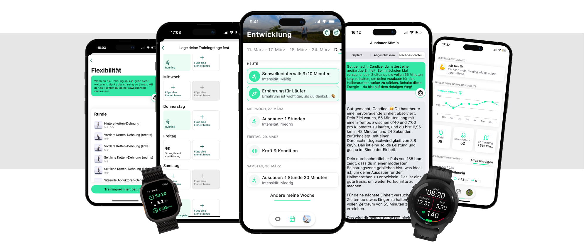 Multi screens of run motion app